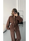 Belin Fermuarlı Tencel Takım - Kahve