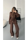 Belin Fermuarlı Tencel Takım - Kahve