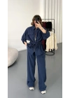 Belin Fermuarlı Tencel Takım - Lacivert