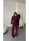 Belin Fermuarlı Tencel Takım - Bordo