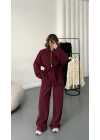 Belin Fermuarlı Tencel Takım - Bordo