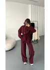 Belin Fermuarlı Tencel Takım - Bordo