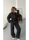 Belin Fermuarlı Tencel Takım - Siyah