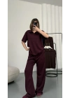 Carla Polo Yaka Takım - Bordo