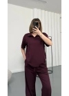 Carla Polo Yaka Takım - Bordo