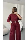 Laure Kuşaklı Takım - Bordo
