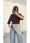 Nila Parçalı Tshirt - Kahve