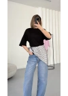 Nila Parçalı Tshirt - Siyah