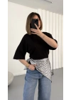 Nila Parçalı Tshirt - Siyah