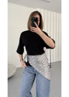 Nila Parçalı Tshirt - Siyah