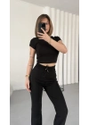 Evina Basic Crop Takım - Siyah