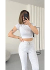 Evina Basic Crop Takım - Gri