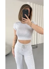 Evina Basic Crop Takım - Gri