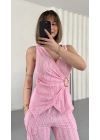 Carolin Tokalı Kruvaze Takım - Pembe