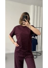 Fiona Taşlı Takım - Bordo