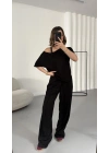 Hale Kayık Yaka Takım - Siyah
