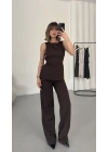 Linda Crep Takım - Kahve