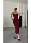 Martha İp Askılı Elbise - Bordo