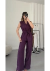 Terra Yelekli Keten Takım - Bordo