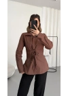 Debby Bağcıklı Gömlek - Kahve