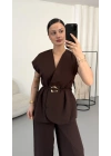 Margot Yelekli Takım - Kahve