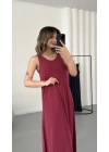 Ashley Salaş Elbise - Bordo