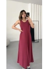 Ashley Salaş Elbise - Bordo