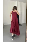 Ashley Salaş Elbise - Bordo
