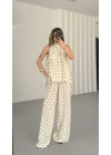 Puantiyeli Halter Takım - Bej