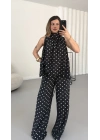 Puantiyeli Halter Takım - Siyah