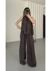 Puantiyeli Halter Takım - Kahve