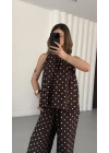 Puantiyeli Halter Takım - Kahve