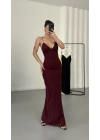 Kanye İp Askılı Elbise - Bordo