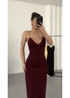 Kanye İp Askılı Elbise - Bordo