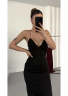 Kanye İp Askılı Elbise - Siyah