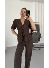 Tabita Fiyonklu Takım - Kahve