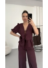 Tabita Fiyonklu Takım - Bordo