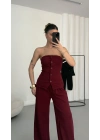 Sadie Straplez Takım - Bordo