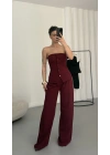 Sadie Straplez Takım - Bordo