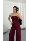Sadie Straplez Takım - Bordo