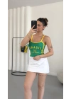 Brasil Baskılı Crop - Yeşil