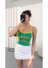 Brasil Baskılı Crop - Yeşil