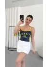 Brasil Baskılı Crop - Lacivert