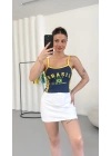 Brasil Baskılı Crop - Lacivert