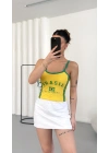 Brasil Baskılı Crop - Sarı