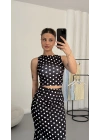 Carina Puantiyeli Takım - Siyah