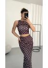 Carina Puantiyeli Takım - Kahve