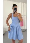 Ada Mini Poplin Elbise - Mavi