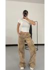 Addy Kargo Pantolon - Yıkamalı Bej