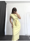 Adelina Kuşaklı Elbise - Sarı
